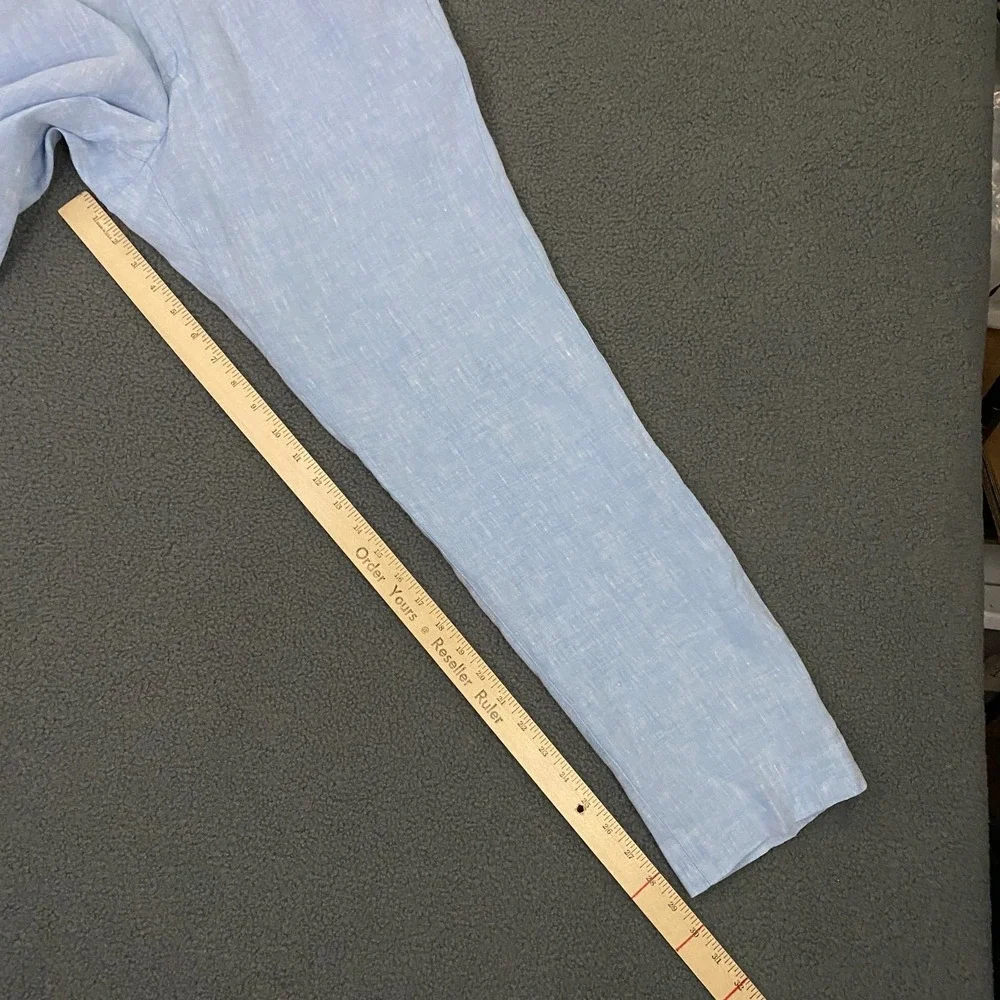 J.Crew Bowery Pants Mens 32x30 Blue Baird McNutt 100% Irish Linen Chino Dress